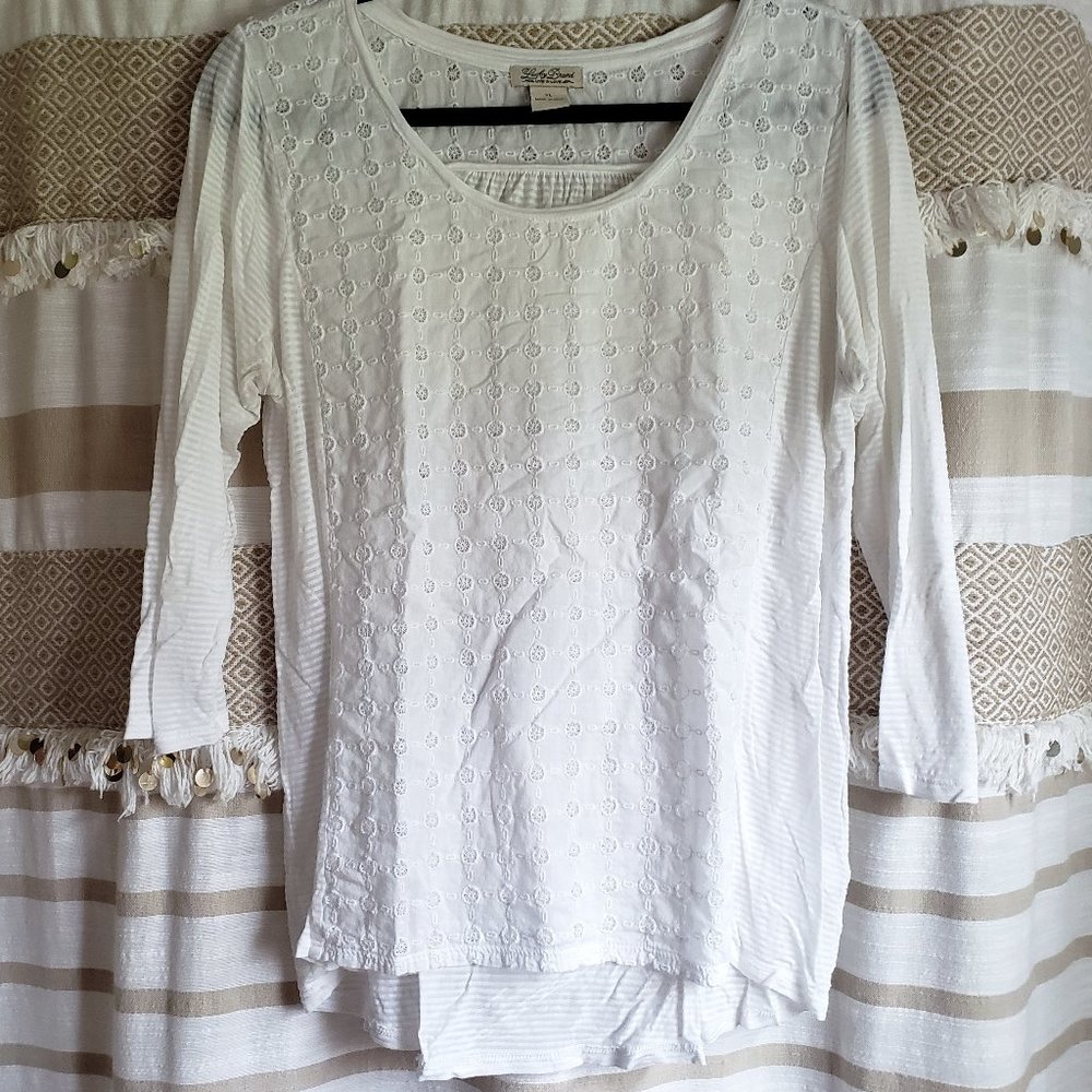 Lucky Brand | Cream Crochet/Lace Jersey Back Top